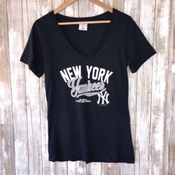 MLB Tops - NY Yankees Postseason Script Tee Womens M Navy MLB Baseball Shirt